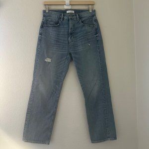 Loft Jeans Straight Leg High Rise Distress Washed Blue Color Sz 29